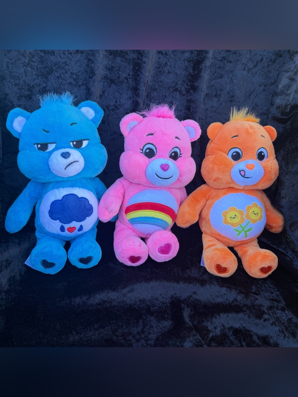 Care Bears Plush Bear Lot of 3, Grumpy Cheer Friend, 9 in, Blue Pink Orange